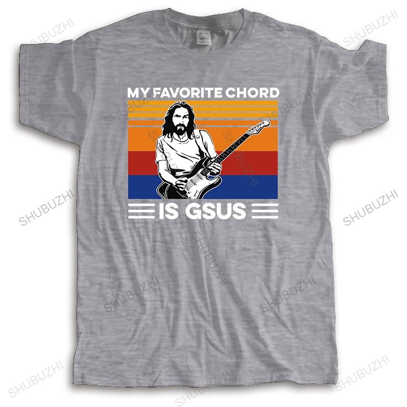 

summer tshirt men brand teeshirt Favorite Chord is GSUS Jesus Gitarre spielen Vintagemale High Quality streetwear tee shirts 4XL