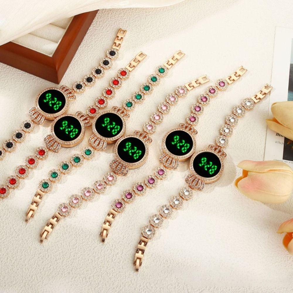 Retro Touch Digital Wrist Watches Elegant Rhinestone Wristwatch Women's Electronic Watch  Women