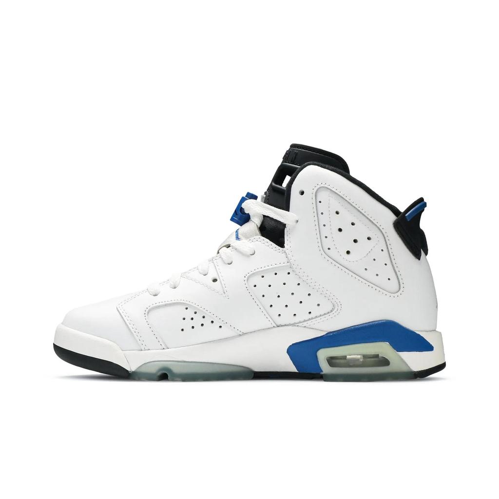 Air Jordan 6 Retro BG 'Sport Blue' (Unisex) White / Sport Blue-Black Kids' Basketball Shoes 384665 107