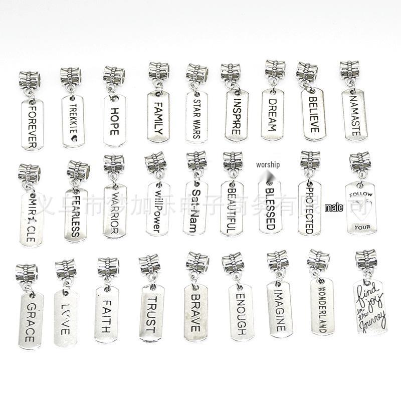 DIY Vintage Gold Inspirational Word Tag Pendant for Jewelry Making