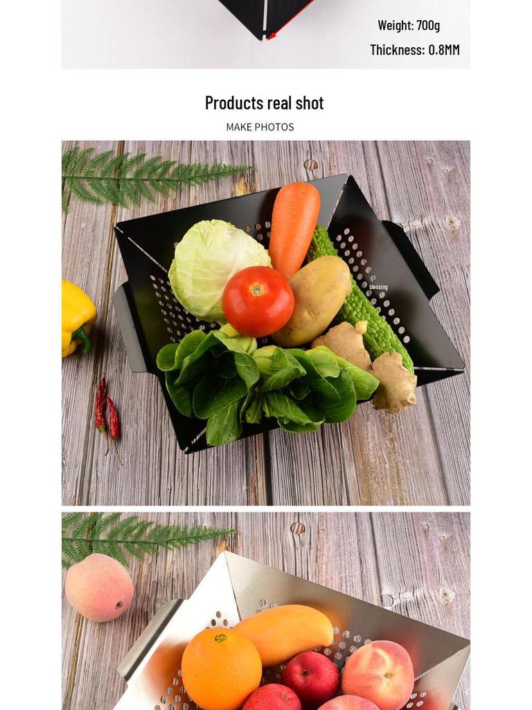 Quadratische Edelstahl-Grillpfanne - Outdoor-Grillwerkzeug