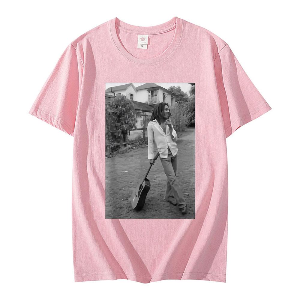 Bob Marley Black White Guitar Novelty T Shirt Summer Men Women Vintage Hip Hop Oversized Short Sleeve T-shirts Gothic Streetwear