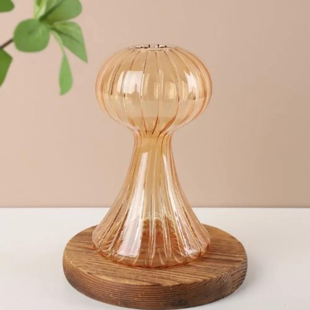 New Transparent Glass Flower Bottle Hydroponic Flower Pumpkin Glass Vase Mushroom Home Decoration Flower