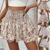 Moda feminina saia floral saia plissada saia curta estampada com babados