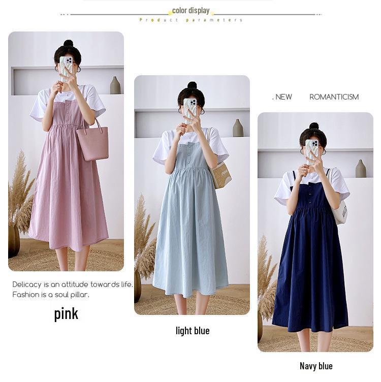 2026 Summer Korean Style Short Sleeve Two-Piece Maternity Dress