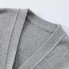 2026 New Women's Loose V-Neck Knit Cardigan - Grey Sweater Coat for Spring & Autumn