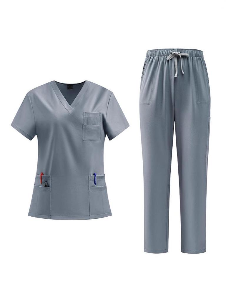 Unisex Quick-Dry Short-Sleeve Scrub Suit for Medical and Veterinary Professionals