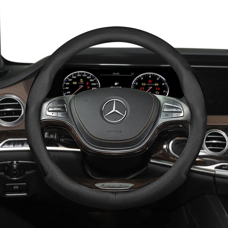 Suitable for Mercedes-Benz Ultra-Thin Breathable Leather Steering Wheel Cover Suitable for E Class S C a Glc Suv Eqc Gle Gla Eqe Amg Eq C63 E63 