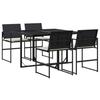 VidaXL Garden Dining Set Cushions 5pcs Black Wicker, Outdoor Dining Set, Dining Furniture of 3295058