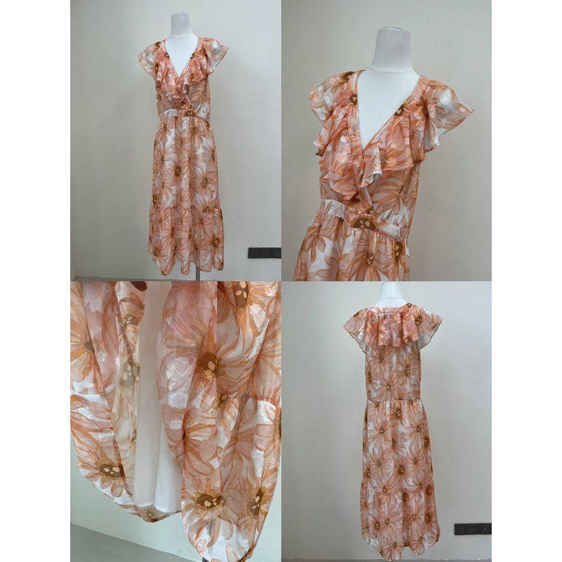 Foreign Trade Original Garment Original Order Bright and Bright Niche Design Sense Dress Vacation Floral Skirt Long dress Series 10