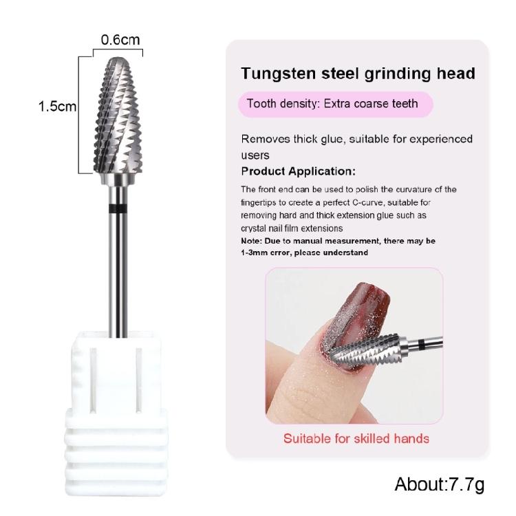 Universal Fit Tungsten Nail Grinder Bit With Ergonomic Texture For Secure Grip And Rapid Nail Polishing Removal