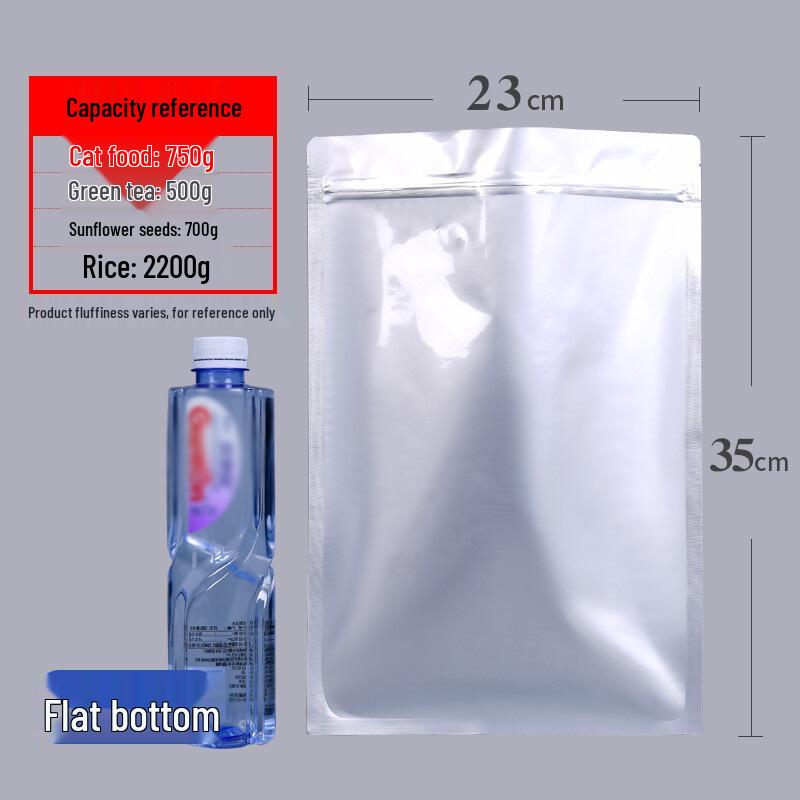 Thickened Aluminum Foil Zipper Bag: Flat Bottom, Moisture & Light-Proof, Self-Sealing for Tea & Food Storage