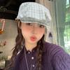 Japanese Retro Plaid Forward Hat Female Spring Summer Atmosphere Reverse Wearing Beret Show Face Small Newsboy Painter Hat