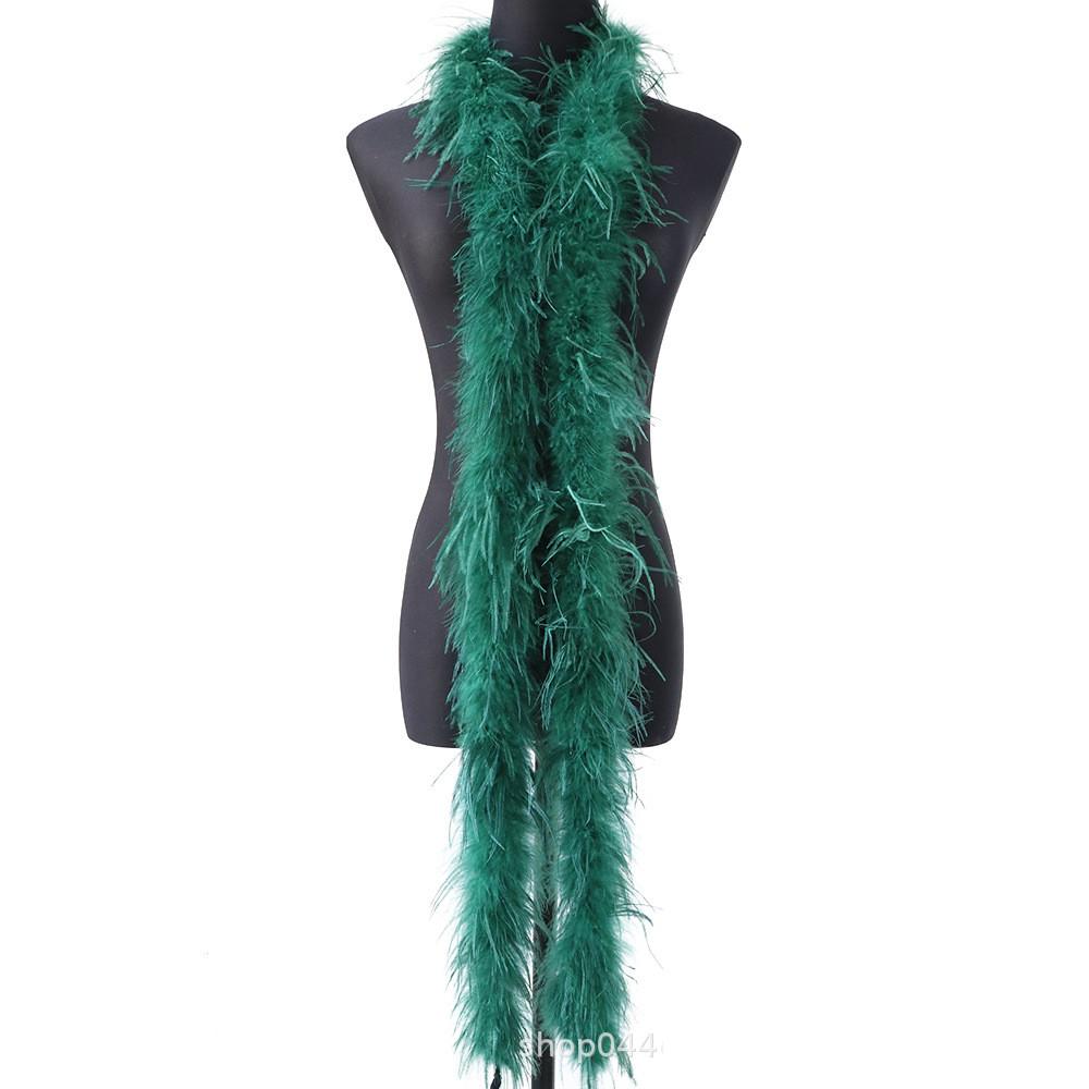 2 Meters/Bag South African Colorful Ostrich Feather Villus Fluff Bar Strip Dyed Pattern Performance Dress Hat Scarf