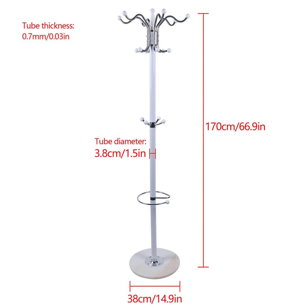 Metal Coat Rack Tree Stand Clothes Hat Bag Hanger Umbrella Holder Home 16 Hooks Entryway Closet Living Room Storage Organizer