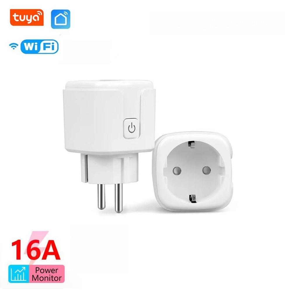 

Розумна WiFi розетка Tuya 16A/20A з вимірюванням потужності, підтримує Alice, дистанційне керування через мобільний додаток, європейська вилка. 16A power monitoring білий