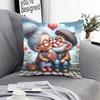 1Pc Elderly Couple Kissing Love Printed Throw Pillow Cover, Suitable For Sofa, Bedroom, Living Room, Romantic Gift For Spouse.