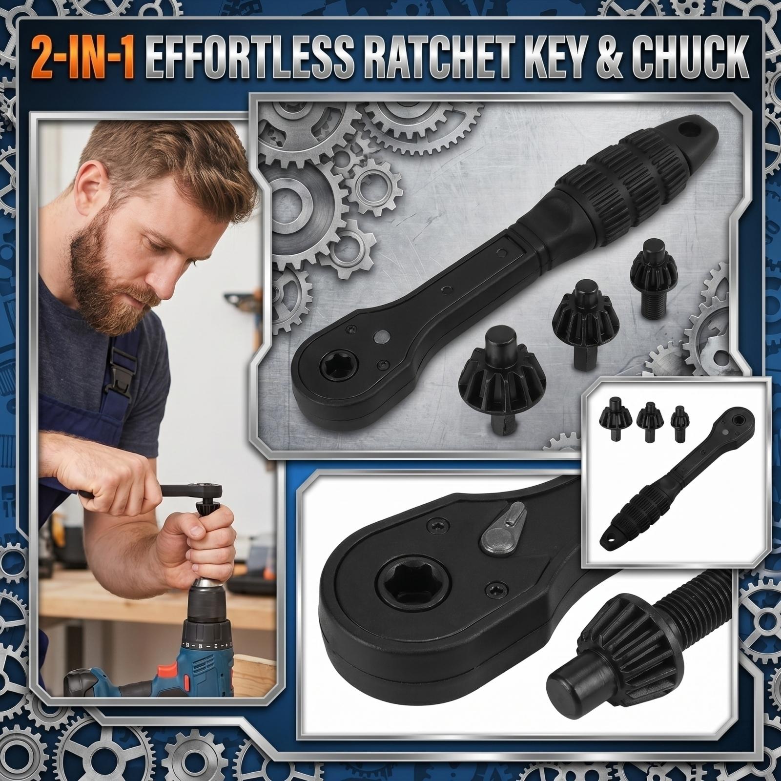 

Labor Saving 2-In-1 Drill Chuck Key Ratchet One Size чорний