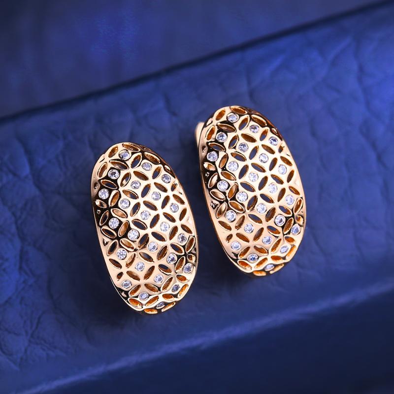 FEEYOO Clip-Ohrringe, Roségoldfarben, modische Ohrringe für Damen, Zirkonia, Ohrstecker, Schmuck