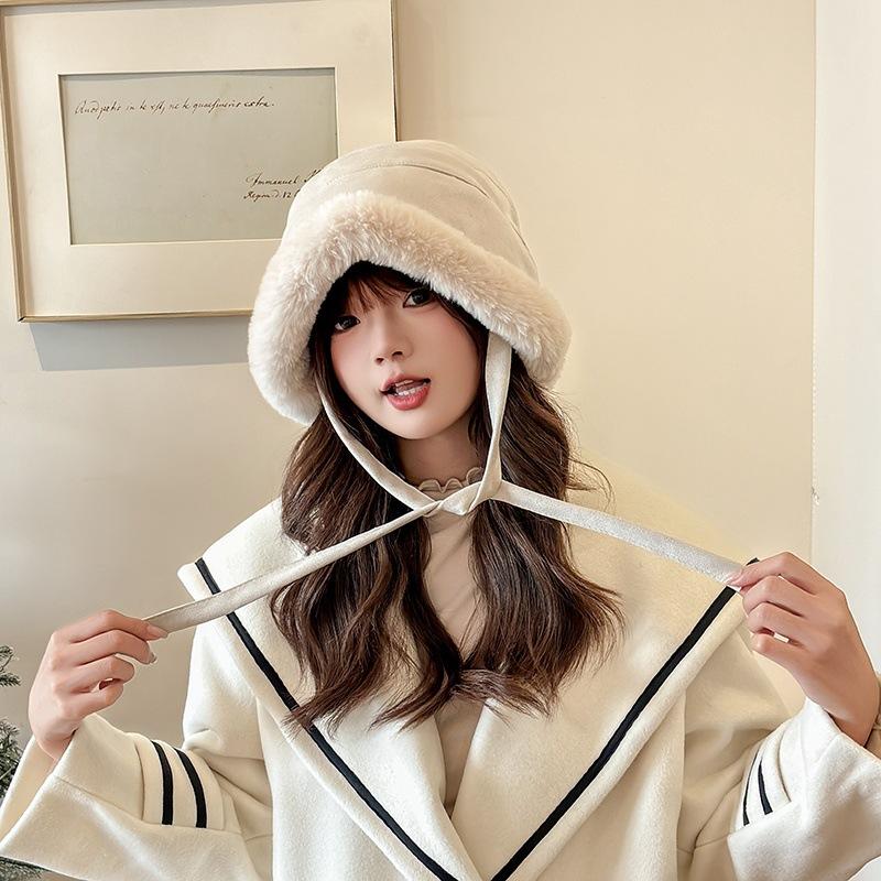 New Plush Fisherman Hat for Women In Winter Warm Plush Thickened Ear Protection Lei Feng Hat Furry Knitted Pot Hat