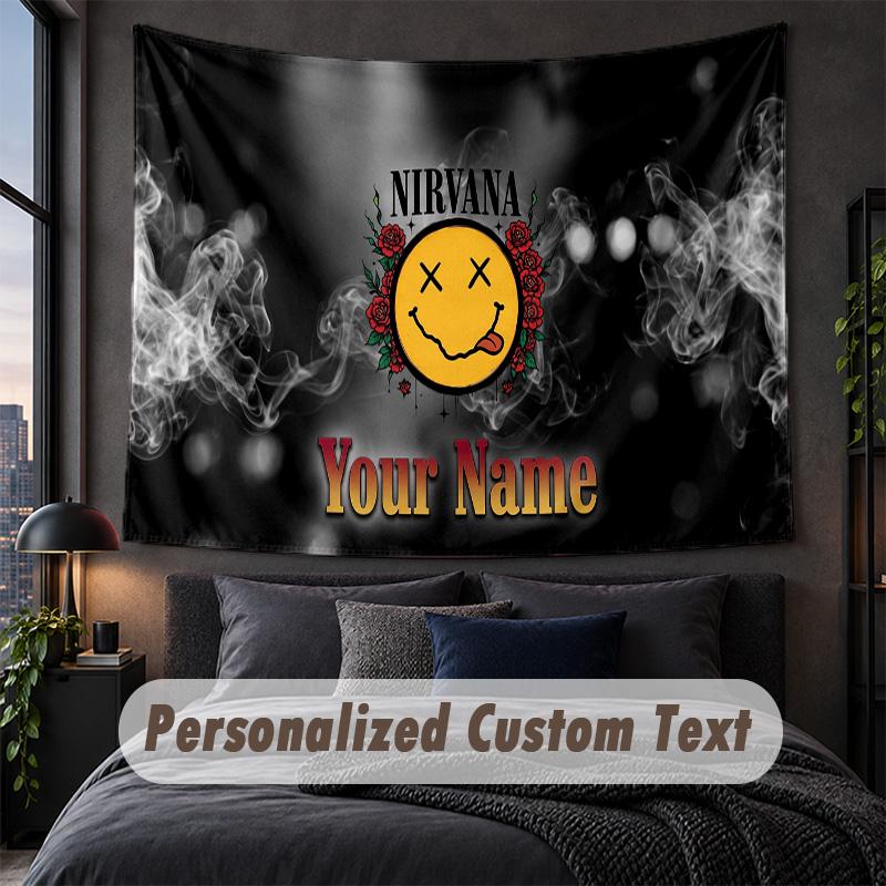 Benutzerdefinierte Namens-Text-Wandteppich, Nirvana Dekorative Wandbehang, Hintergrund-Wandteppich Für Zuhause Schlafzimmer
