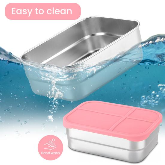 Food Storage Containers With Lids Stainless Steel Snack Box Leak-Proof Stackable Meal