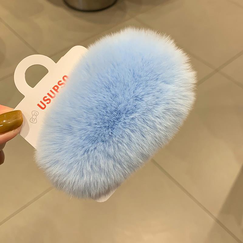Autumn and Winter Clip Furry Hairpin Korean Super Fairy Plush Hair Accessories Rex Rabbit Fur Super Cute Fur BB Side Clip