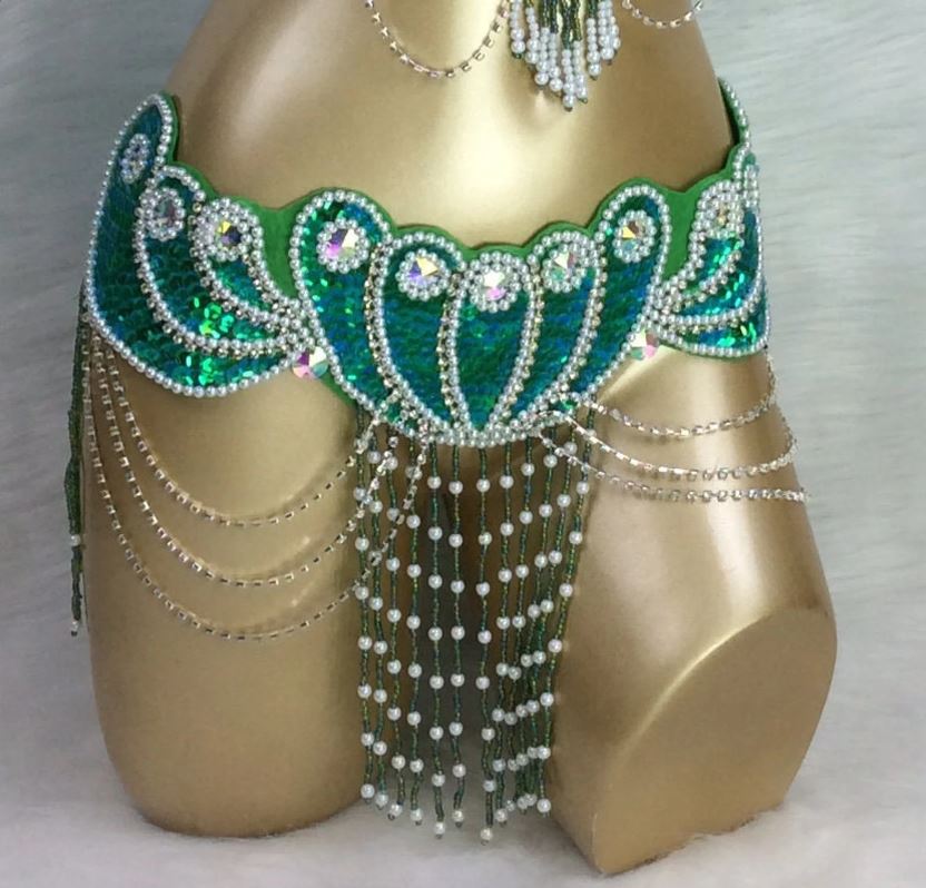 New Style Belly Dance Costume Women Sequins Hip Scarf Wrap Bellydancing Belt with Tassel Beads Waist Chain