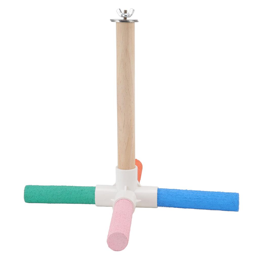Parrot Cross Stand Stick Colorful Safe Healthy Matte Bird Cage Perch Stick with Nuts and Bolts for