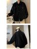 Men's Japanese Style Solid Color Retro Lapel Jacket - Spring/Autumn Hip Hop Loose Casual Trendy Workwear Cardigan.