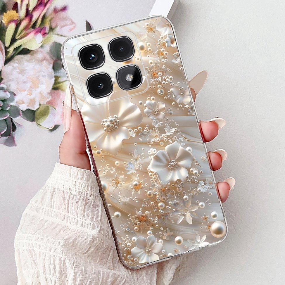 Clear For Xiaomi 14T Case Cover Luxury Cute Cat Fashion Flowers Funny Cool Painted Soft Phone Case 2406APNFAG