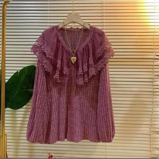 

Женская одежда оверсайз футболка с круглым вырезом пэчворк кружево длинный рукав повседневные футболки модные корейские футболки повседневные футболки топы XXL розовый