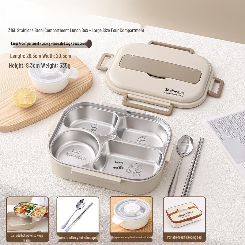 Ru Han 1500ml Insulated Lunch Box with 4 Compartments