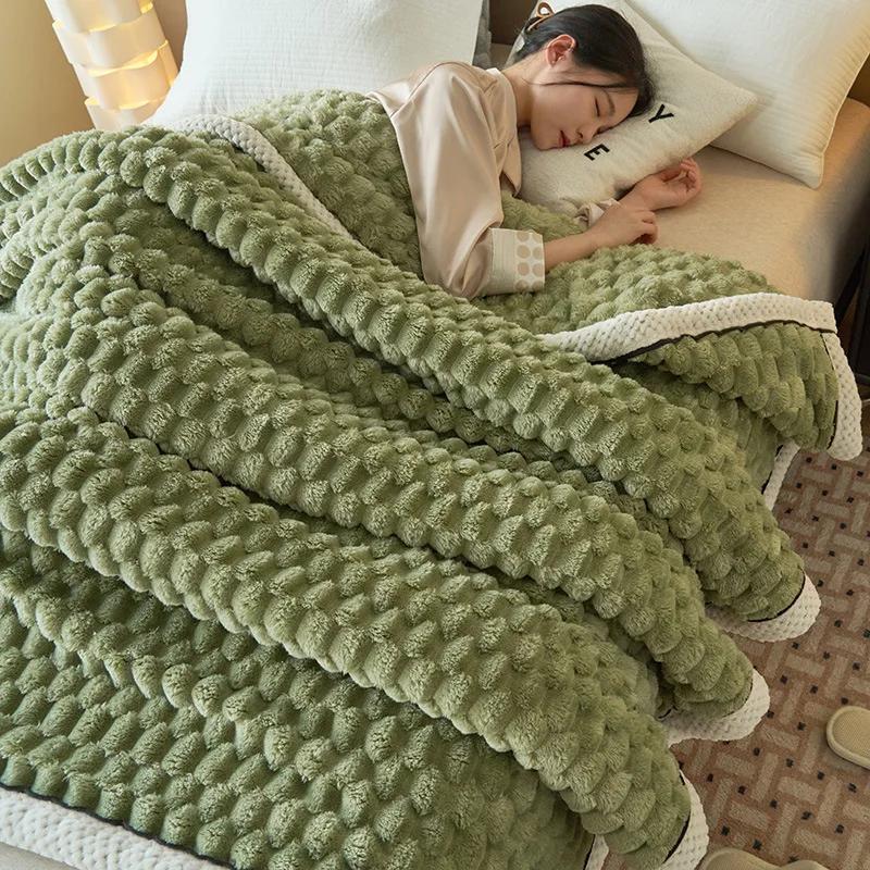 Warm Plush Blankets Super Soft Plaid Blanket for Beds on The Bed Sofa Throw Blanket Office Nap Comforter Bedspread Queen Quilt