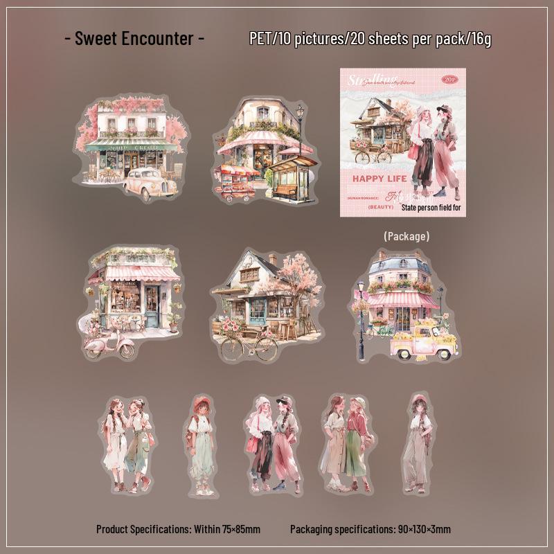 City Walk Stickers: Retro Character & Scene Die-cut Decorations