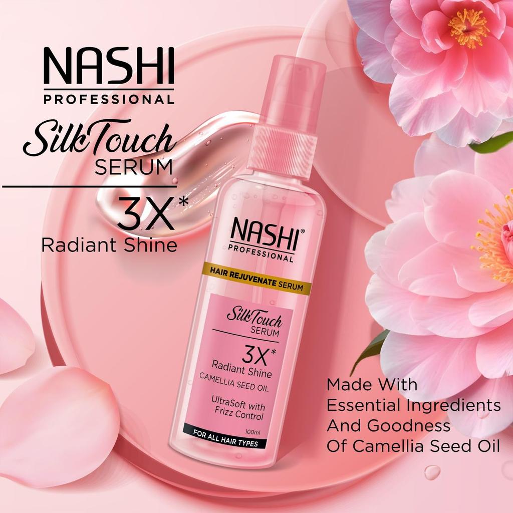 Siero Rinvigorante Professionale Nashi per Capelli 100ml con Olio di Semi di Camelia per Capelli Lisci Setosi Senza Crespo