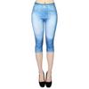Women's Fashion Printed Capri Pants Slim Fit Stretch Denim Look Mid-Calf Length Five Point Pants for Summer Casual Wear