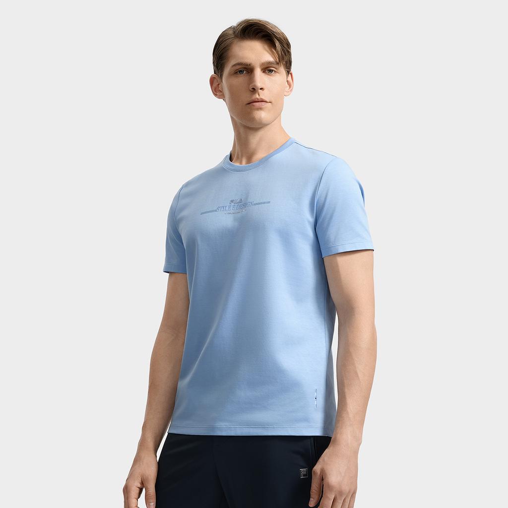 Fila Lifestyle Classic Comfortable Casual Versatile T-Shirt Men Tops Harmonious-Blue F11M533113FBU