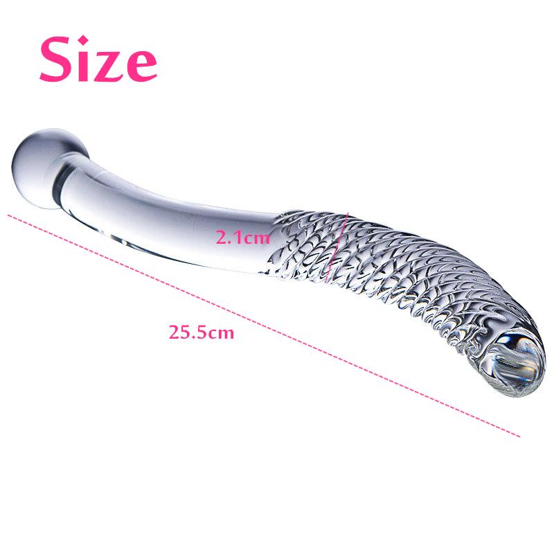 Double Ended Crystal White Pyrex Glass Dildo Artificial Penis Granule Spiral G Spot Massager Adult Game Sex Toys for Woman Gay