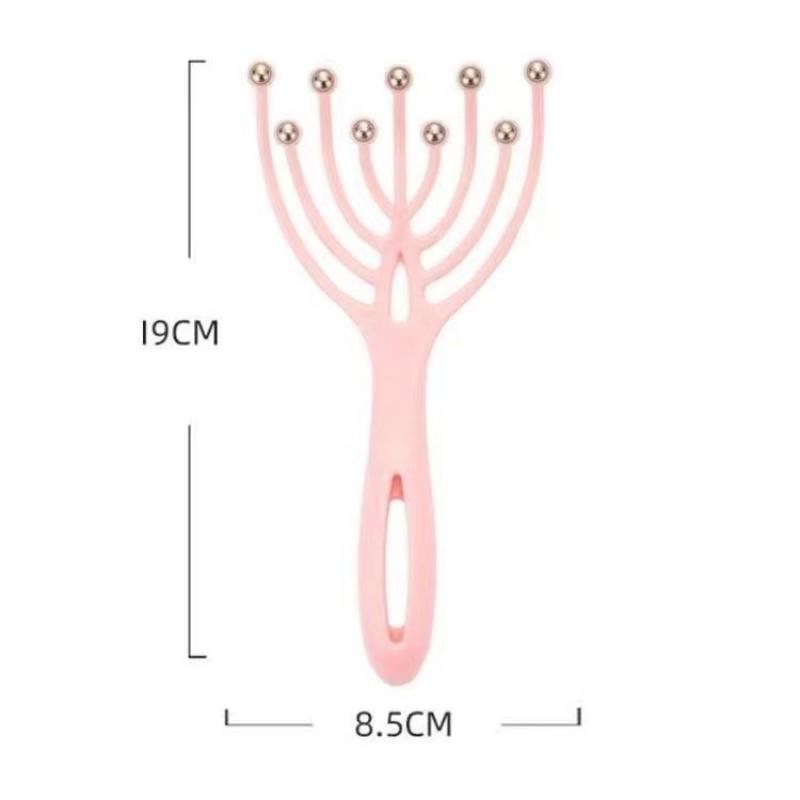 

1 шт. Массажер для головы, расческа-ролик для кожи головы и шеи, пять пальцев, 9 когтей, стальной шарик, ручной, для расслабления, спа, ухода за волосами, для снятия стресса розовый