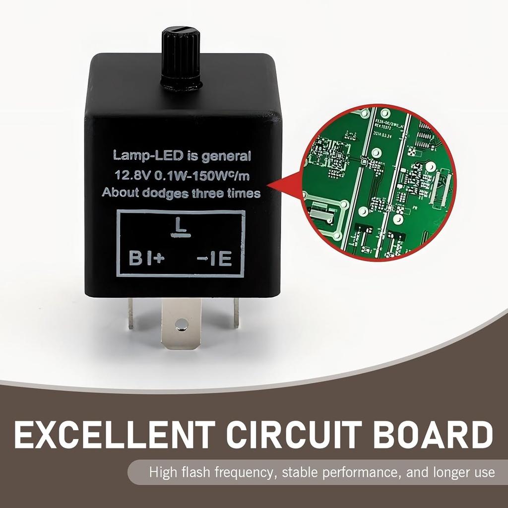 3 Pin Flasher Relay, CF-13 Adjustable Fixed Frequency Electronic Blinker Relay, LED Flasher Relay Turn Signal Relay for Solves Flash Problem,