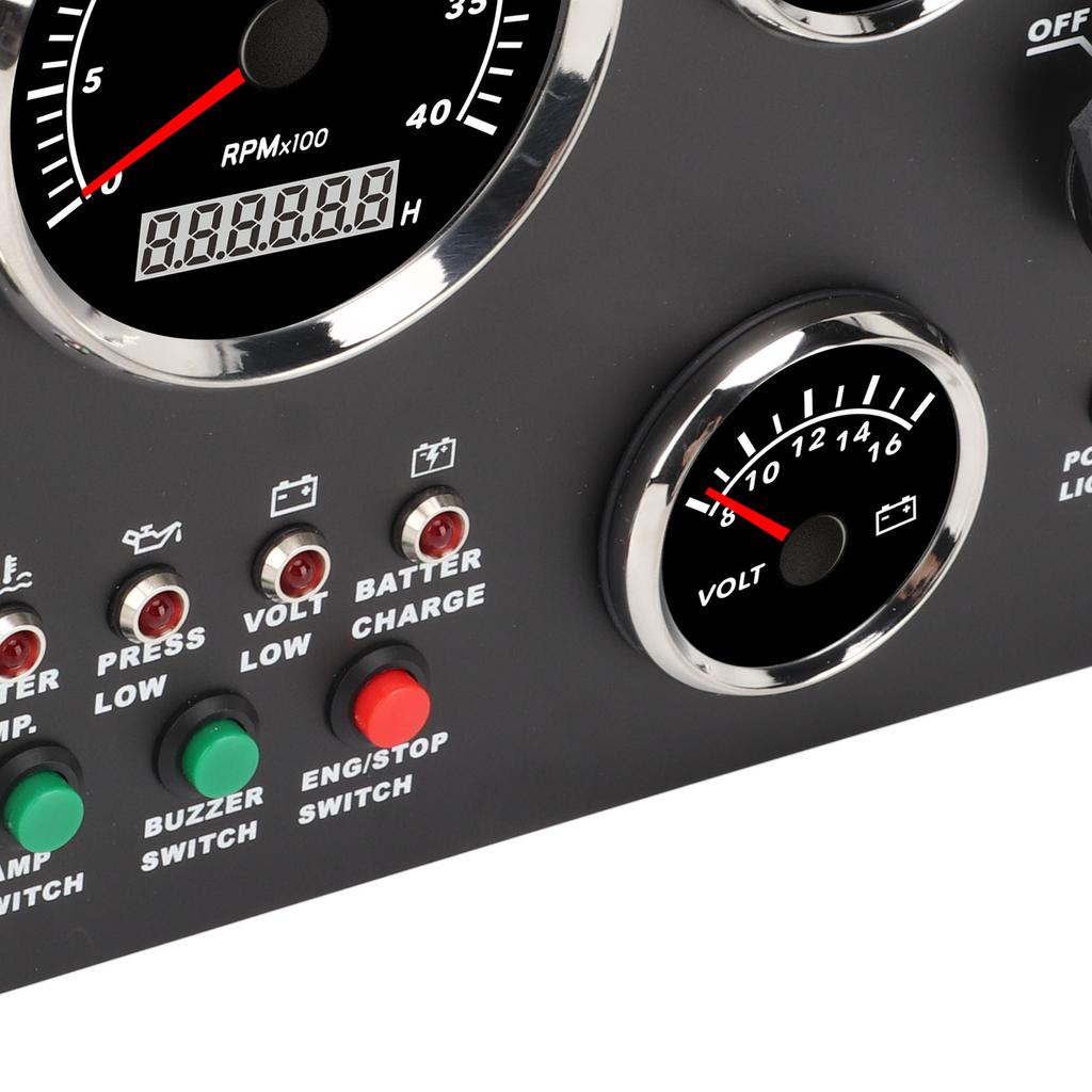 Boat Instrument Panel Tachometer Fuel Level Water Temperature Oil Pressure Meter Voltmeter 5 Dash Gauge Set Boat Gauge Panel