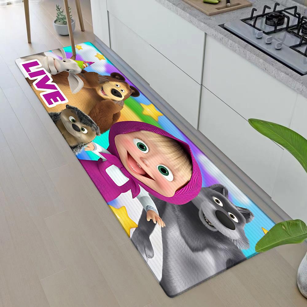 Entrance Front Door Doormat M-Masha And The B-Bears Non-slip Kitchen Rug Living Room Rugs Balcony Bathroom Foot Mat Floor Mats