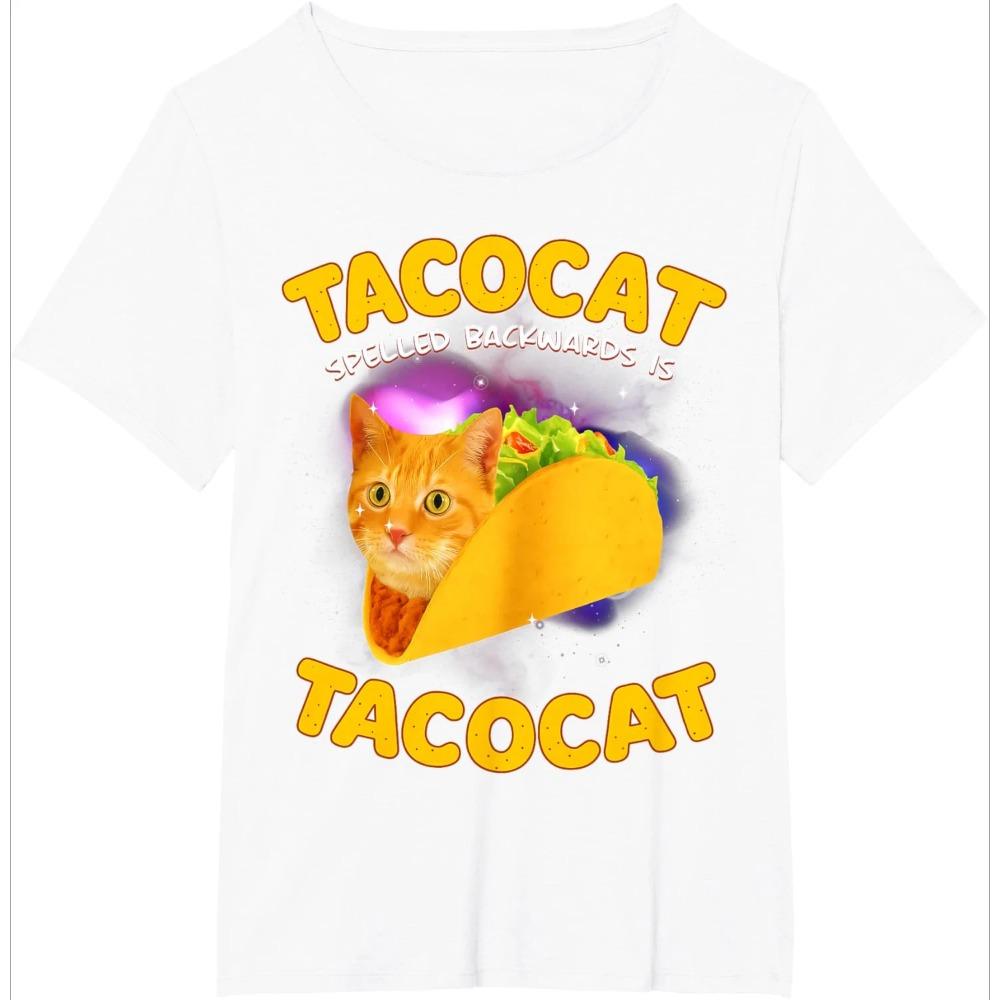 

Women s Black Burrito Cat Print T-Shirt Fun Animal Print Casual and Versatile Short-Sleeve Crew Neck Top Everyday Wear 3XL