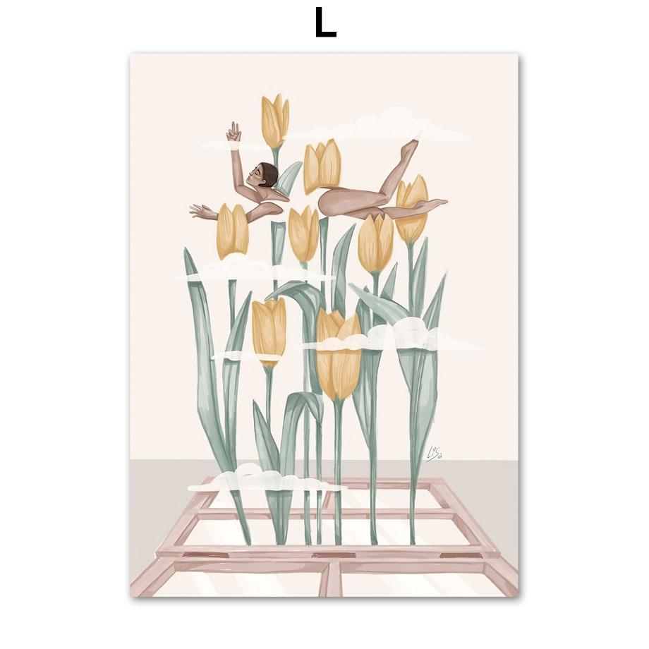 Abstrakte Frau mit Vision Musik Körper inneren Frieden Wand Kunstdruck Leinwand Malerei Nordic Poster Dekor Bilder für Wohnzimmer