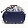Tory Burch T Monogramm Buchstabenmuster Metallschnalle Stoff und Leder Beuteltasche Mini Damen Taschen Marineblau Grau 181375-405