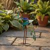 Pot Colorful Metal Animal Planter Freestanding Peacock