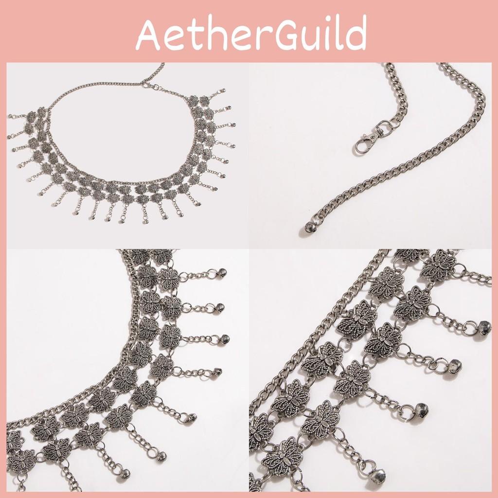 Silver Handcrafted Butterfly Belly Chain Women Jewelry With Engraving Vintage
