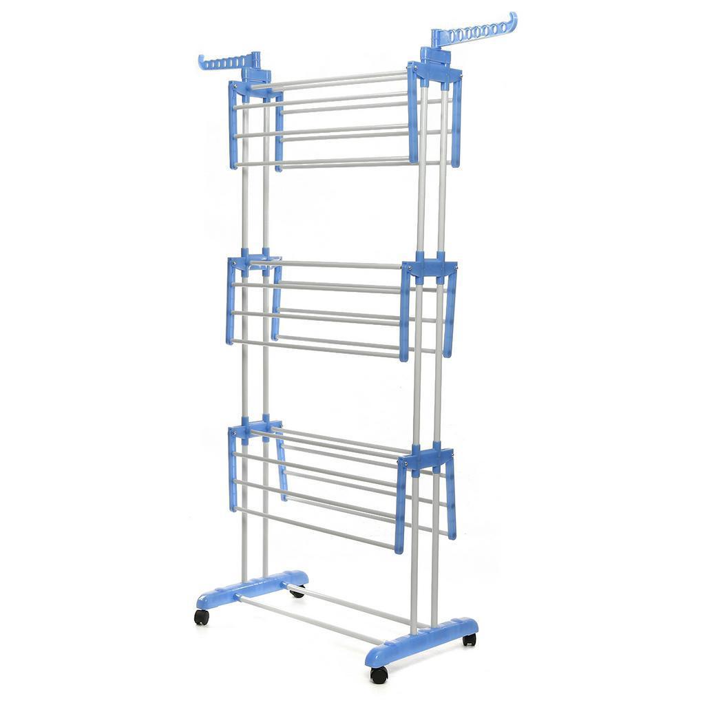 Multifunctional Stainless Steel Foldable Clothes Hanger Coat Rack Floor Hanger Storage Wardrobe Clothing Drying Racks Pink/blue/gray