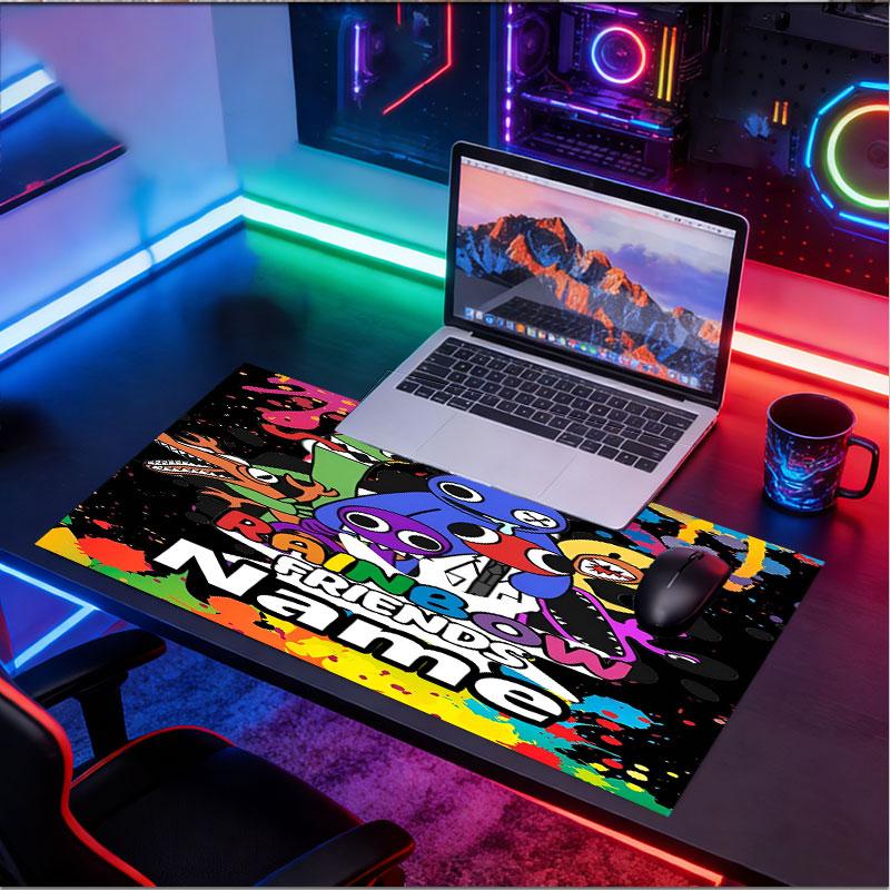 Custom Name Personalized Game Rainbow Friends Pattern Mousepad, Laptop PC Desk Mat, Decorative Desk Mat for Home Keyboard Pad Gift